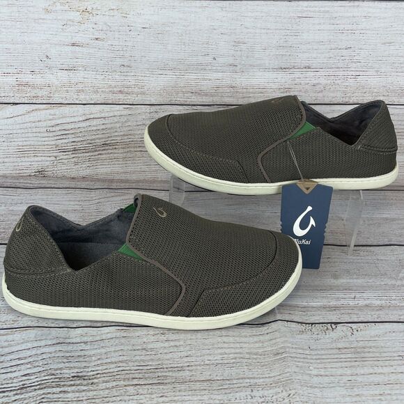 OluKai Nohea Mesh Mens Sz 43 (10) Slip On Casual Shoes Mustang/Lime Peel
